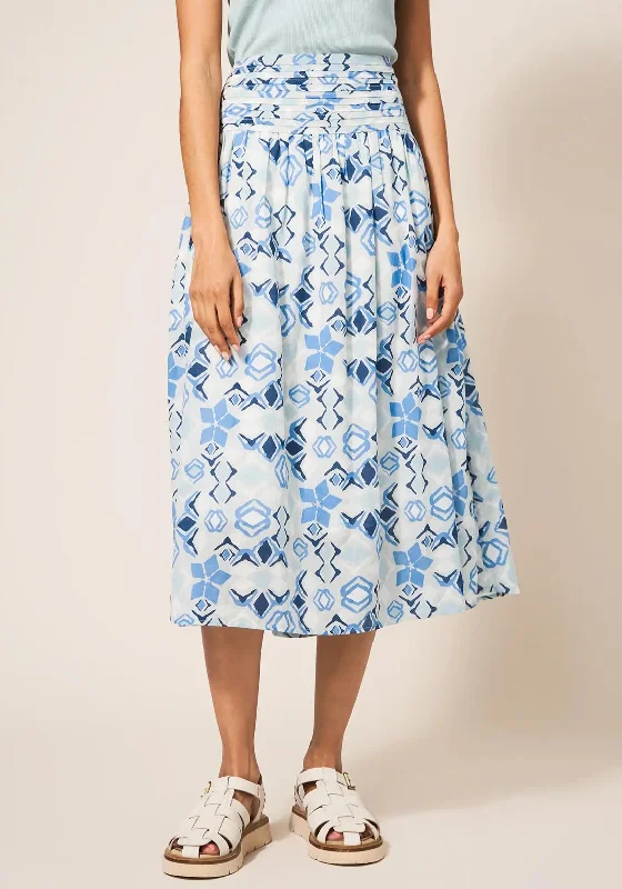 White Stuff Maeva Print A Line Skirt, Blue Multi maxi skirt elegant