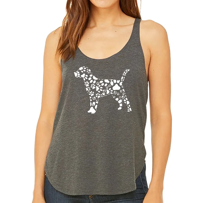 Dog Paw Prints  - Women's Premium Word Art Flowy Tank Top peekaboo tank top