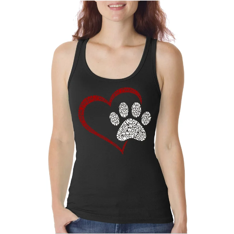 Paw Heart - Women's Word Art Tank Top metallic tank top