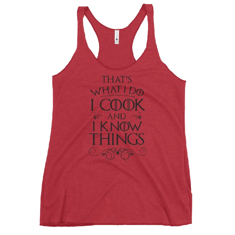 Cook & I Know Things Racerback Tank navy tank top