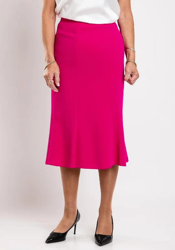 Christina Felix Flared Midi Skirt, Raspberry linen skirt relaxed