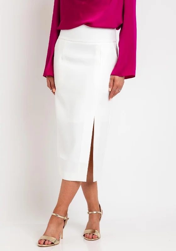 Serafina Collection Pencil Midi Skirt, White chiffon skirt flowing