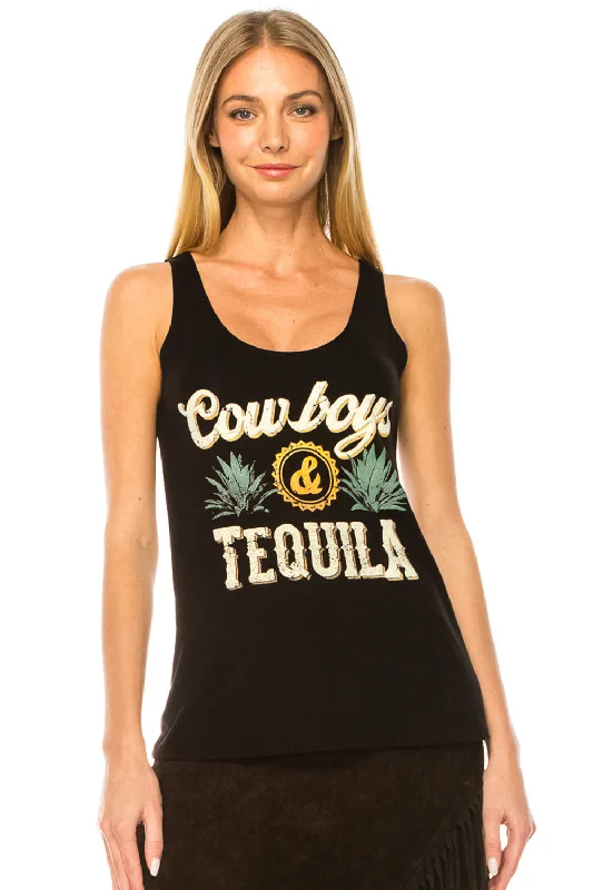 COWBOYS AND TEQUILA TANK TOP modal blend tank