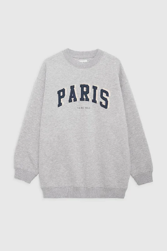 TYLER SWEATSHIRT PARIS - HEATHER GREY Hoodie with Button Classic Timeless