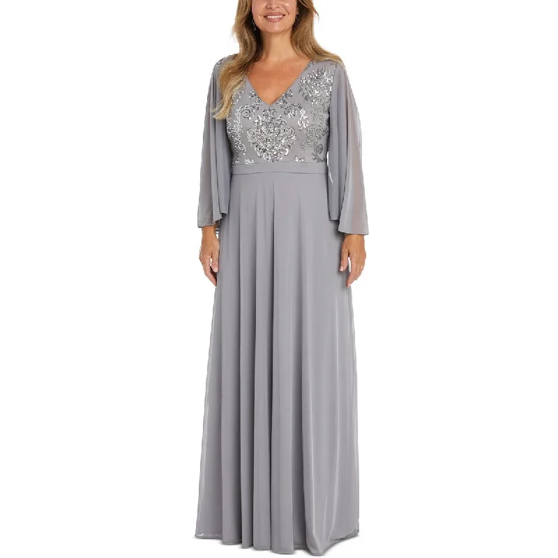 Womens Full Length Sequined Evening Dress Tunics Fall fleece