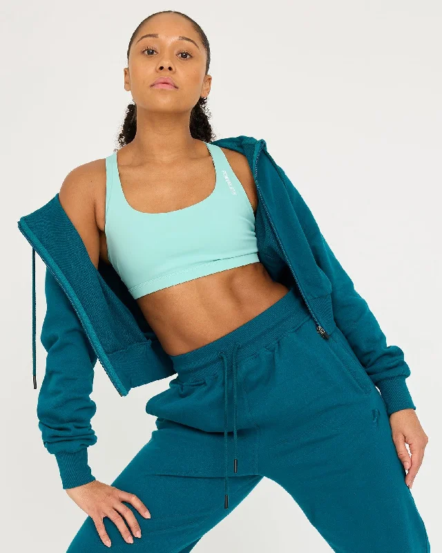 Core Classic Cropped Zip Hoodie Hoodie with Drawstring Waist Adjustable Fitted