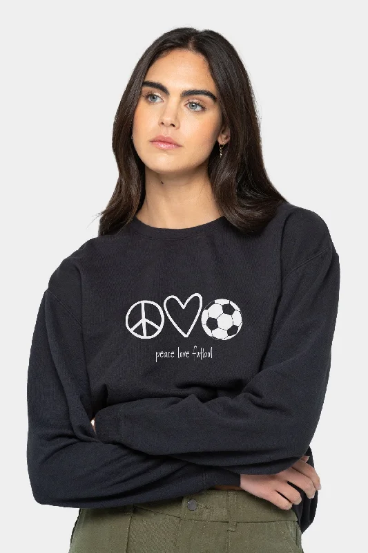 Peace Love Futbol Sweatshirt Hoodie with Drop Shoulder Relaxed Streetwear