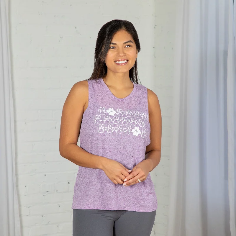 Purple Paw Heathered Tank Top summer tank top