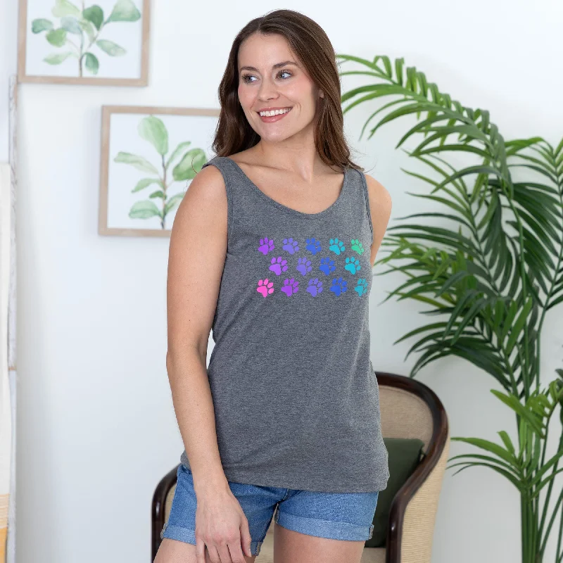 Rainbow Paw Print Tank Top metallic tank top