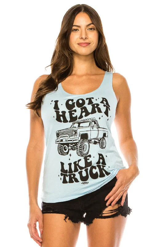 I GOT A HEART LIKE A TRUCK BLUE TANK TOP cotton tank top