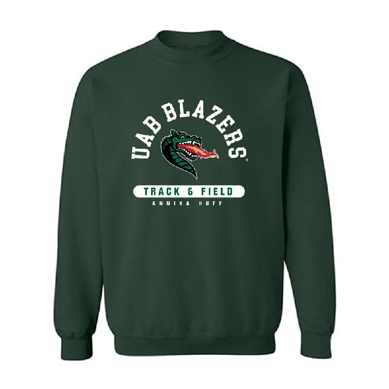 UAB - NCAA Women's Track & Field : Annika Huff - Classic Fashion Shersey Crewneck Sweatshirt Hoodie with Hem Frayed Vintage Worn