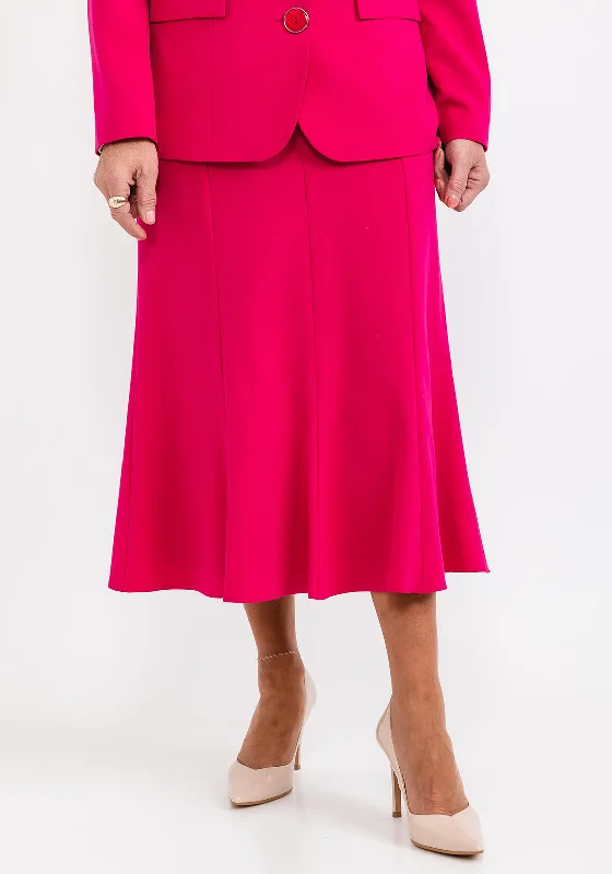 Via Veneto Panel Flared Midi Skirt, Fuchsia midi skirt versatile