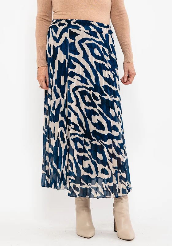 Seventy1 One Size Print Pleat Midi Skirt, Blue & Beige lace skirt romantic