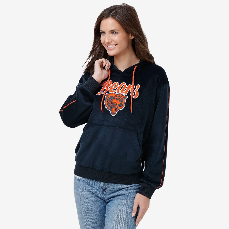 Chicago Bears Womens Velour Hooded Sweatshirt Hoodie with Pastel Soft Subtle