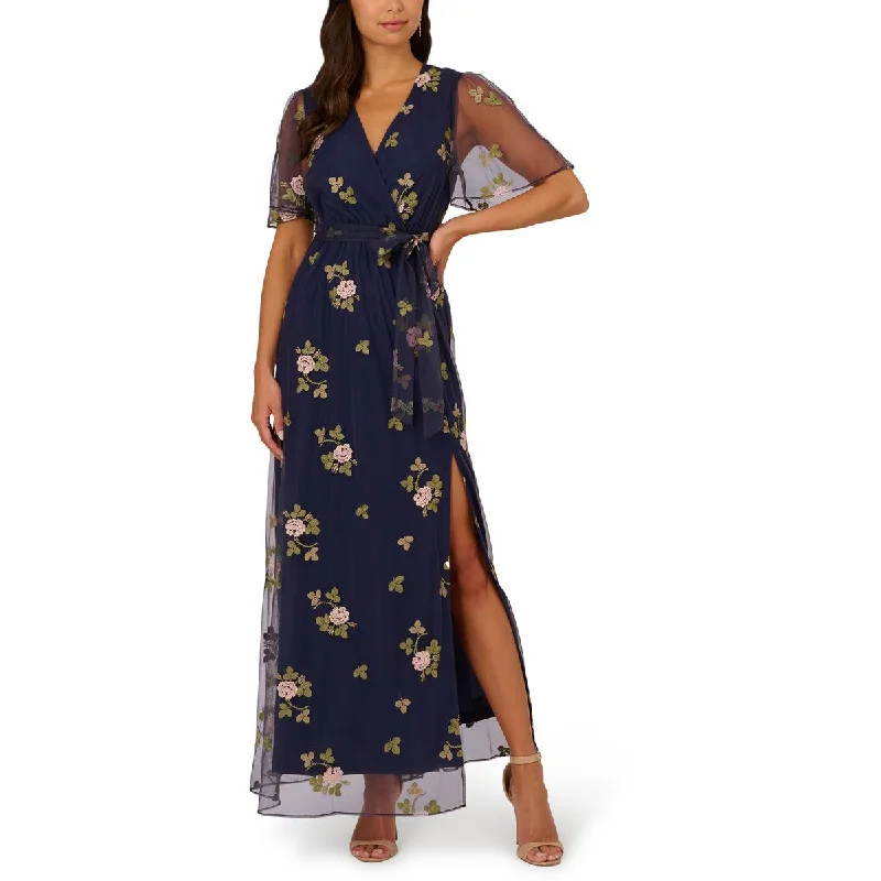 Womens Floral Embroidered Evening Dress Tunics Brand named