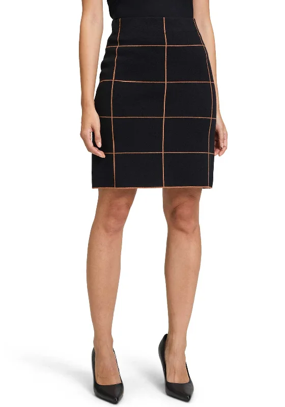 Betty Barclay Grid Print Knit Pencil Skirt, Black lace skirt delicate