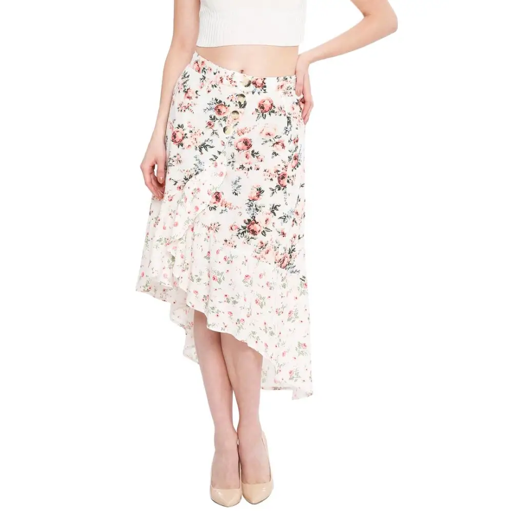 Beautiful Rayon Floral Print Skirt For Women lace skirt elegant