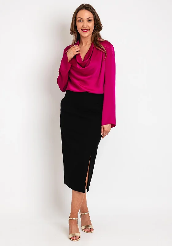 Serafina Collection Pencil Midi Skirt, Black wool skirt warm