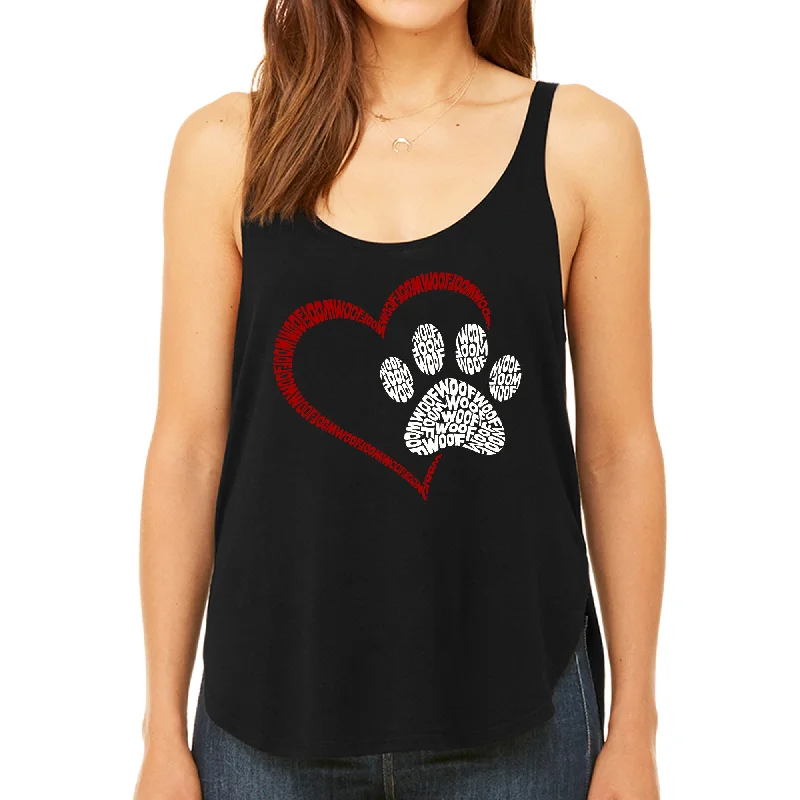 Paw Heart - Women's Premium Word Art Flowy Tank Top sequin tank top