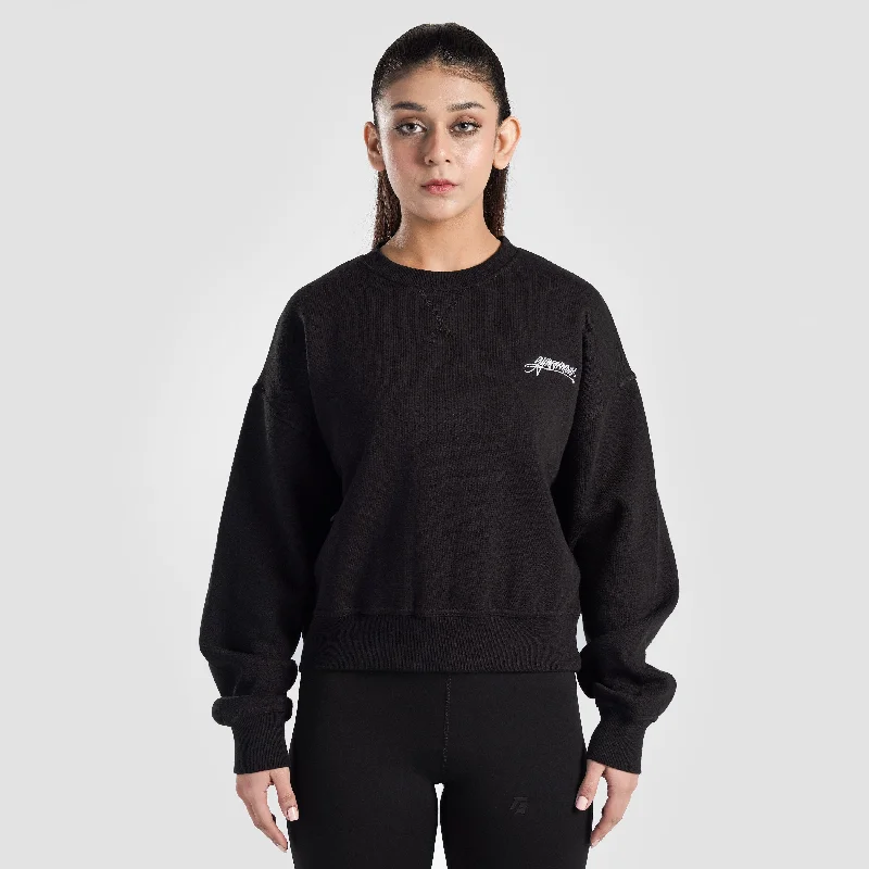 Vital Edge Crop SweatShirt (Black) Hoodie with Turtle Neck Cozy Winter