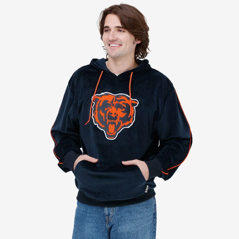 Chicago Bears Velour Hooded Sweatshirt Hoodie with Metallic Shiny Futuristic