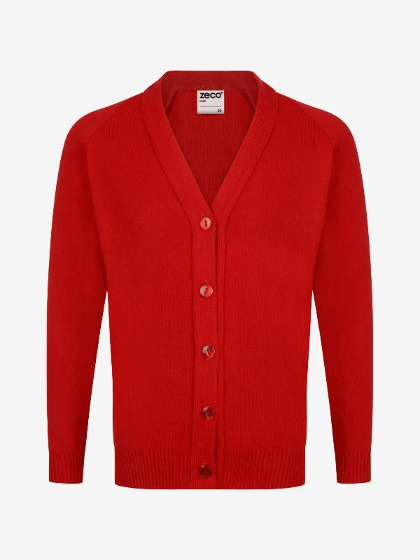 Zeco Kids School Knitted Cardigan in Red Mesh Fabric Canvas Fabric Denim Fabric