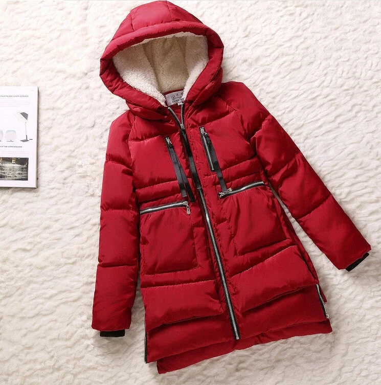 Women parka thick wadded jacket female winter jacket women outerwear slim jackets medium-long down cotton parkas red coats Striped Jacket Polka Dot Jacket Floral Jacket