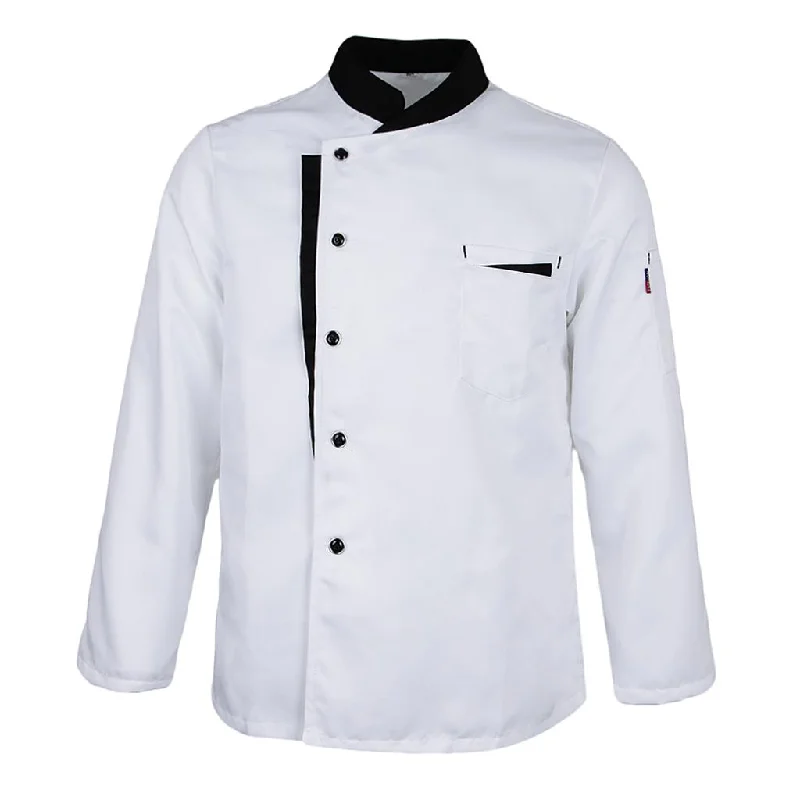 Long Sleeves Chef Jacket Coat Hotel Waiters Kitchen Uniform Tops White M Bomber Jacket Anorak Windbreaker