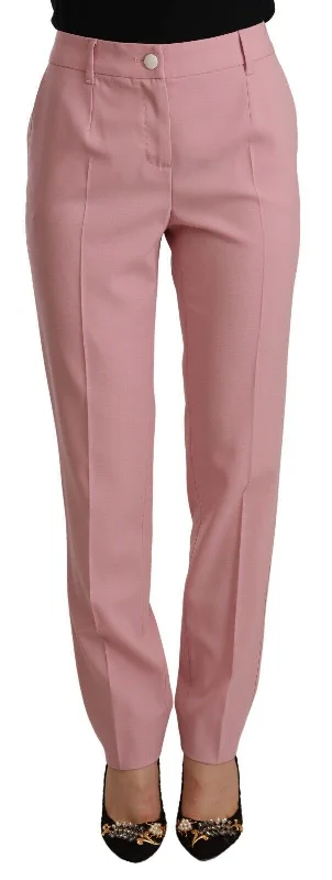 Dolce & Gabbana Elegant Pink High-Waisted Women's Trousers Trousers Striped Patterned