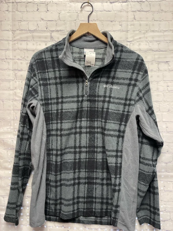 Size Small Ladies Gray Print Columbia Pullover Bishop Sleeve Elegant