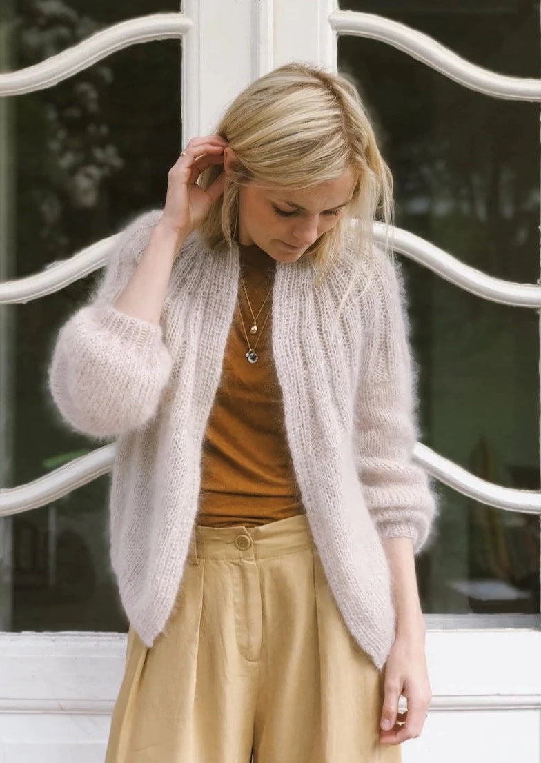 Sunday Cardigan - Mohair Petite Knit. Knitting Pattern Soft Cozy Warm