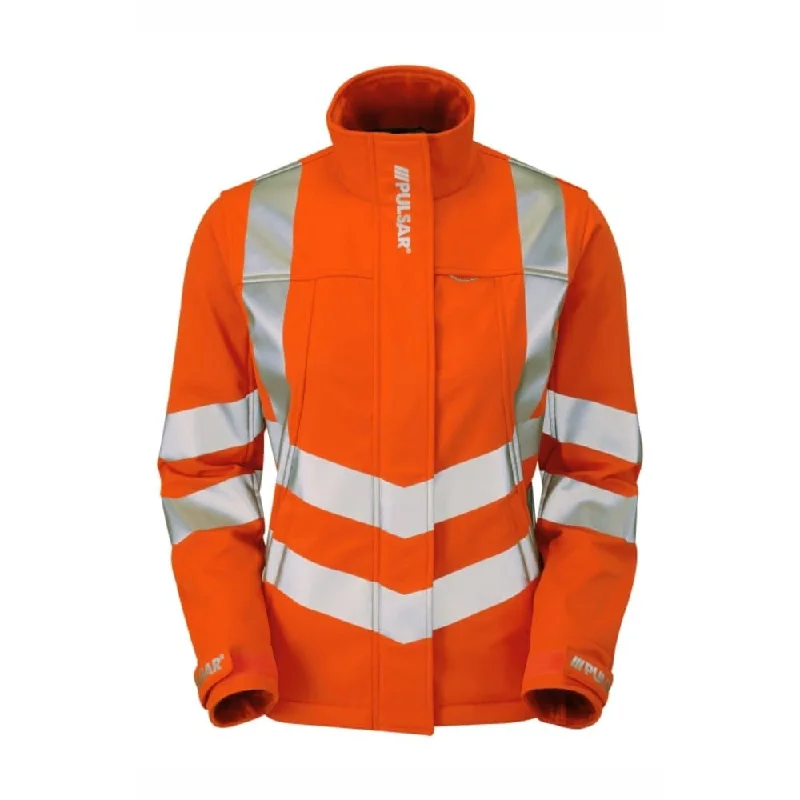 PULSAR PR707 Rail Spec Ladies Hi-Vis Soft Shell Jacket Belted Jacket Elasticated Jacket Padded Jacket