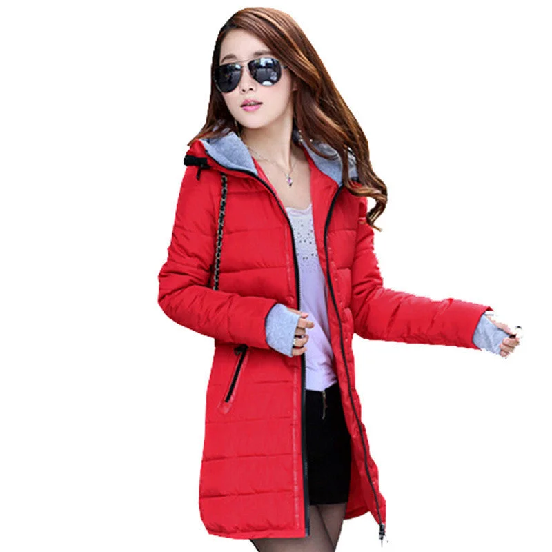 FIONTO Winter Coat Women Winter Jacket For Women Hooded Long Section Cotton Coat Slim Waist Thick Parkas Outwear A0006 Cotton Jacket Linen Jacket Terry Jacket