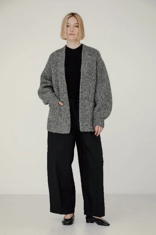 Bare Knitwear | Marine Cardigan in Granite Spandex Blend Rayon Blend Denim Blend