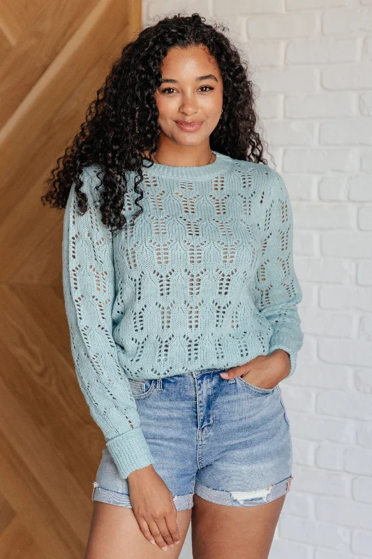 Hazel Blues® |  Hole In One Sheer Pointelle Knit Sweater Velvet Chenille Corduroy