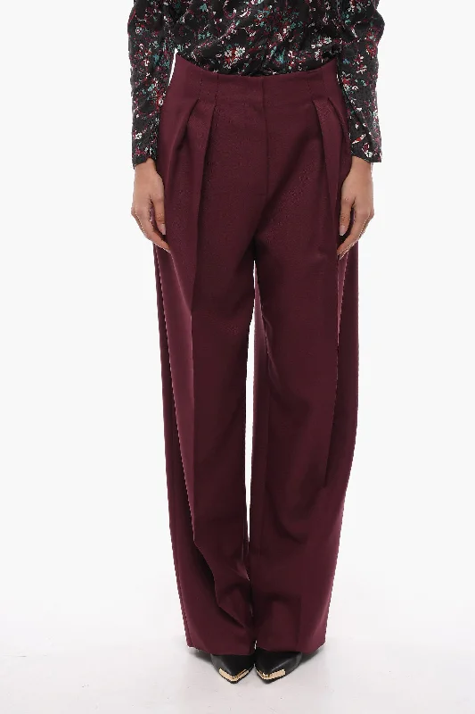 Super Blond Front-pleated Trousers with Wide-leg 42 Italian size Trousers Recommended Stylist