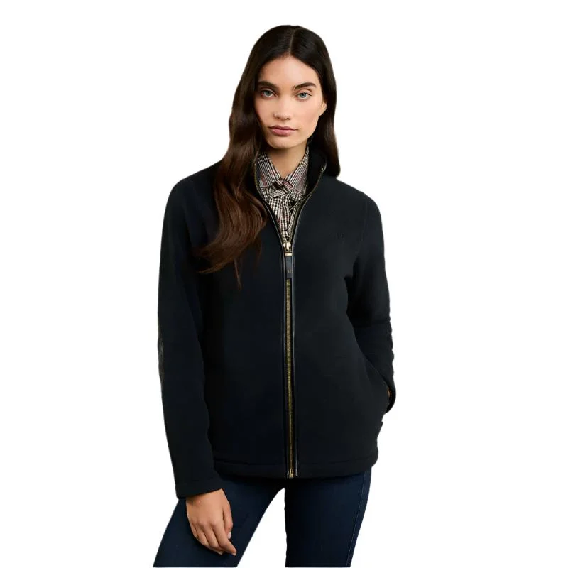 Holland Cooper Country Ladies Fleece Jacket - Black Front Pockets Side Pockets Patch Pockets