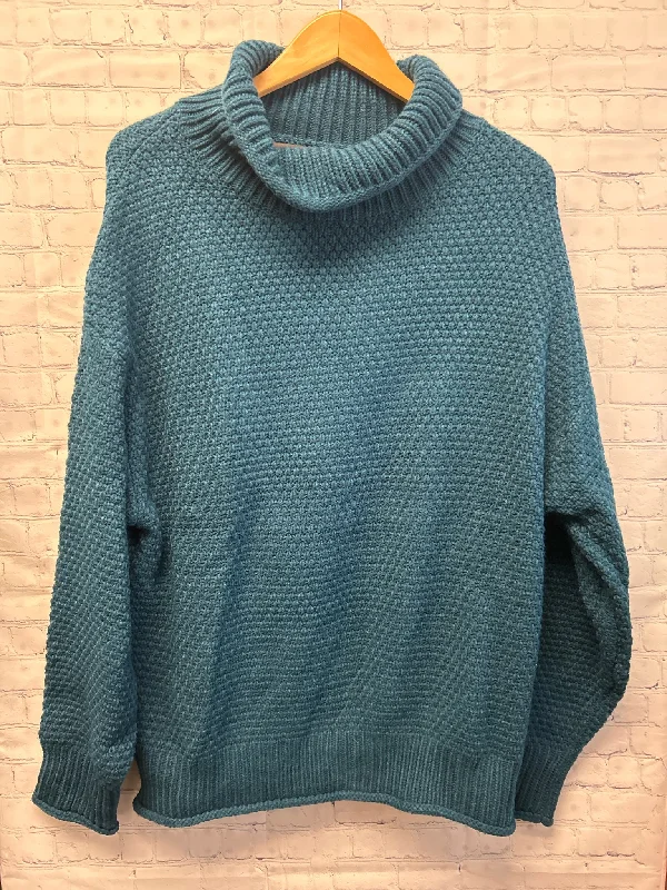 Size XL Ladies Blue Sweater Lace Blend Ribbed Blend Corduroy Blend