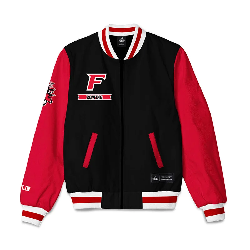 Fairfield - NCAA Women's Rowing : Marianna Kalin - Bomber Jacket One-Shoulder Jacket Off-the-Shoulder Jacket Asymmetrical Jacket