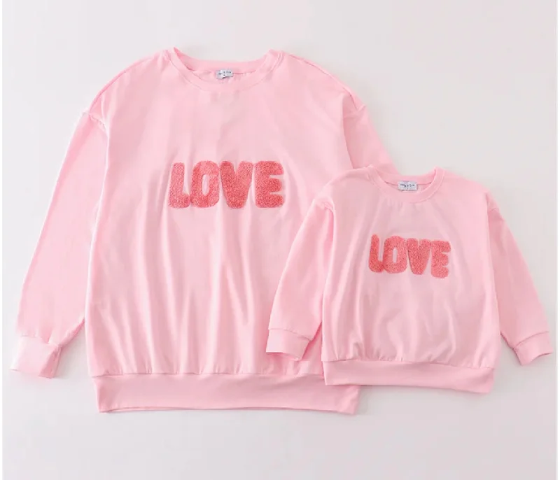 Mommy & Me Pink Love Pullover Soft Wool Sweater