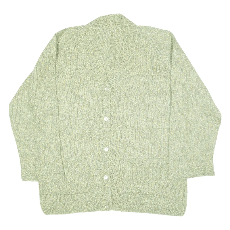 Cardigan Green Chunky Knit Womens M Chenille Fabric Brocade Fabric Lace Fabric