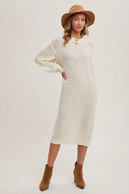 Autumn Air Sweater Dress || Cream or Mushroom Modern Contemporary Chic