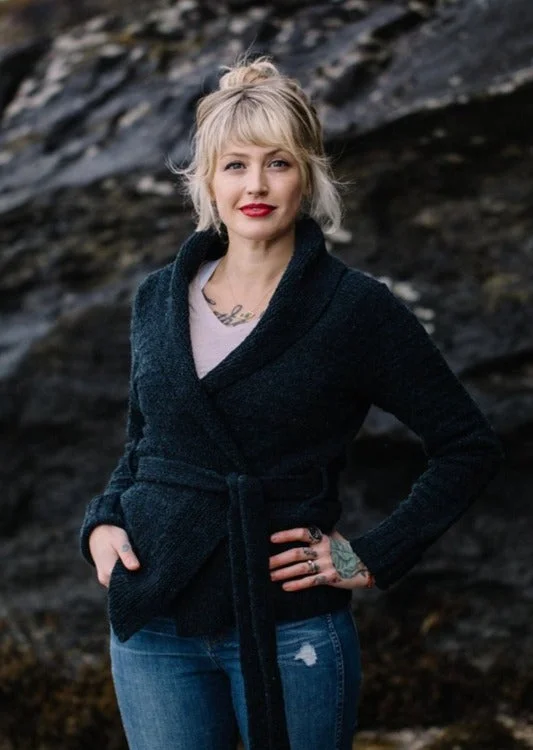 Ginny Cardigan, Drea Renee. Print Knitting Pattern Modern Contemporary chic