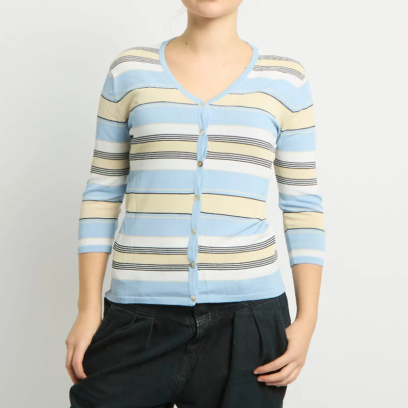 Knit Stripe Cardigan - UK 8 Fitted Slim Tailored