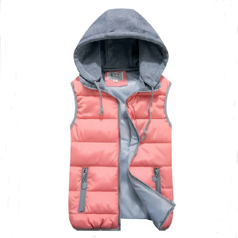 women's cotton wool collar hooded down vest Removable hat high Brand female winter warm Jacket&Outerwear Thicken Satin Jacket Silk Jacket Chiffon Jacket