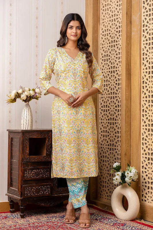 Women Multi Printed Straight Kurta With Trouser - Rasiya Trousers sophisticated sleek