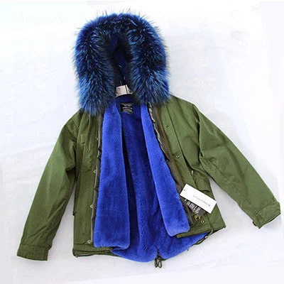 Green parka blue fur