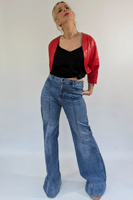 Vintage Red Leather Cropped Bolero Jacket Striped Jacket Polka Dot Jacket Floral Jacket