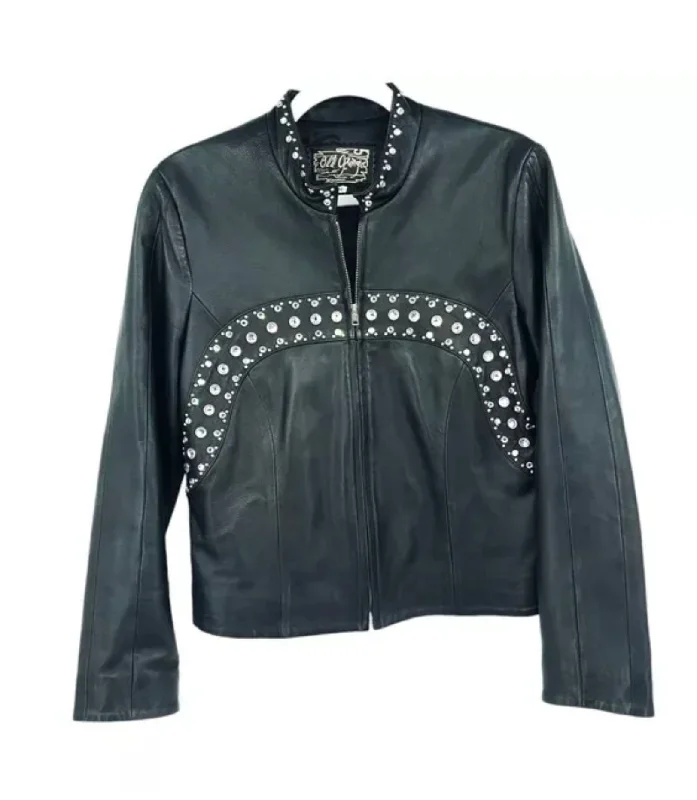 Italian Lamb Leather Swarovski Crystal Jacket Print Jacket Jacquard Jacket Embroidered Jacket