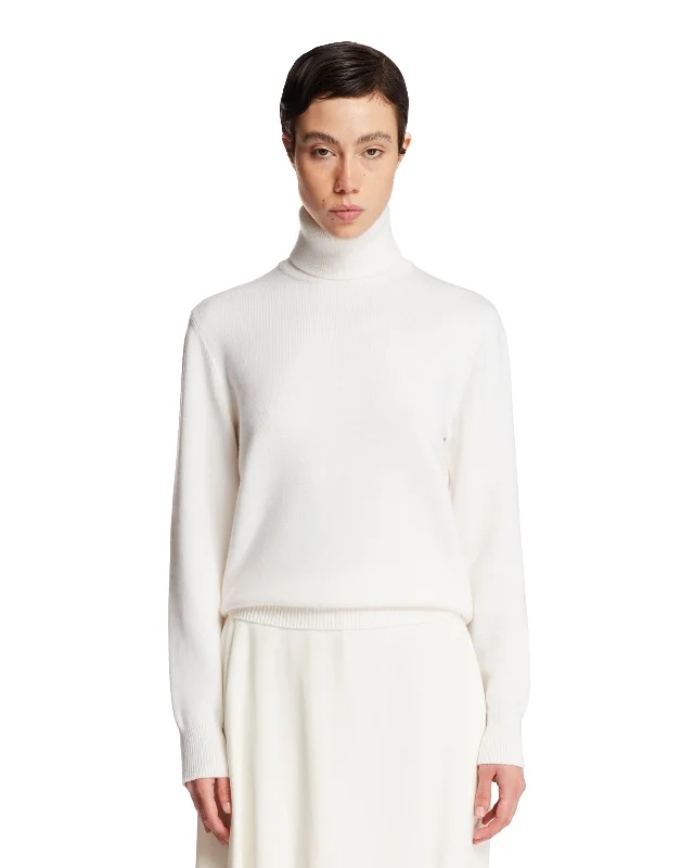 Pullover A Collo Alto Bianco Set Sleeve Pullover